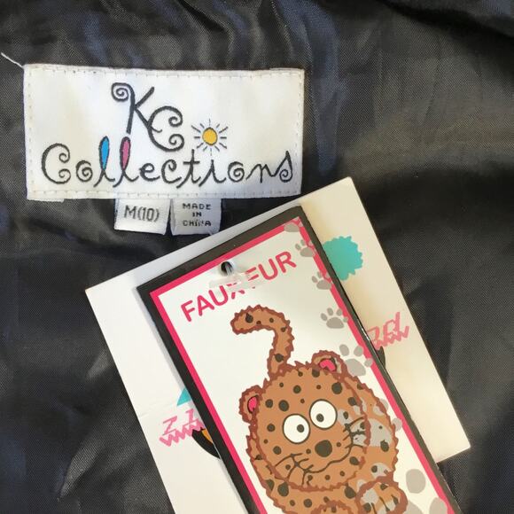 KC Collections Leopard Print Puffer Vest Faux Fur Zip Off Hood Size M (10) NWT - Picture 6 of 10